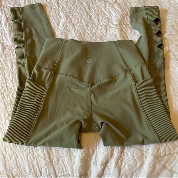 Athleta Salutation Stash Pocket Cutout 7/8 Tight olive green - Picture 16 of 16